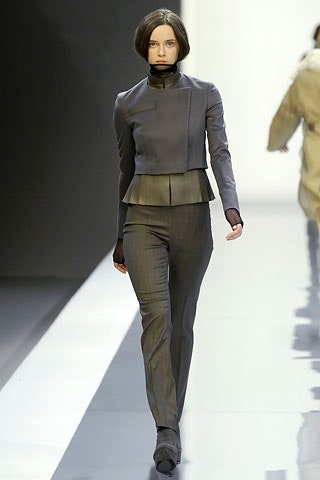 fitted gray wool jacket and pants