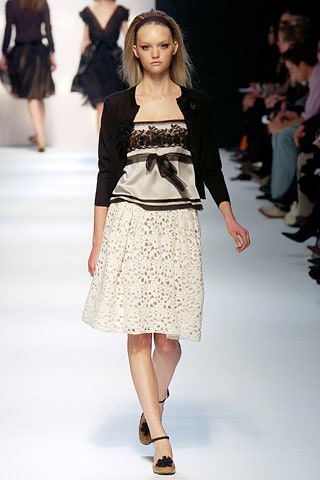 black and white layered top with lace skirt