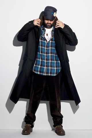 black wool coat with plaid shirt