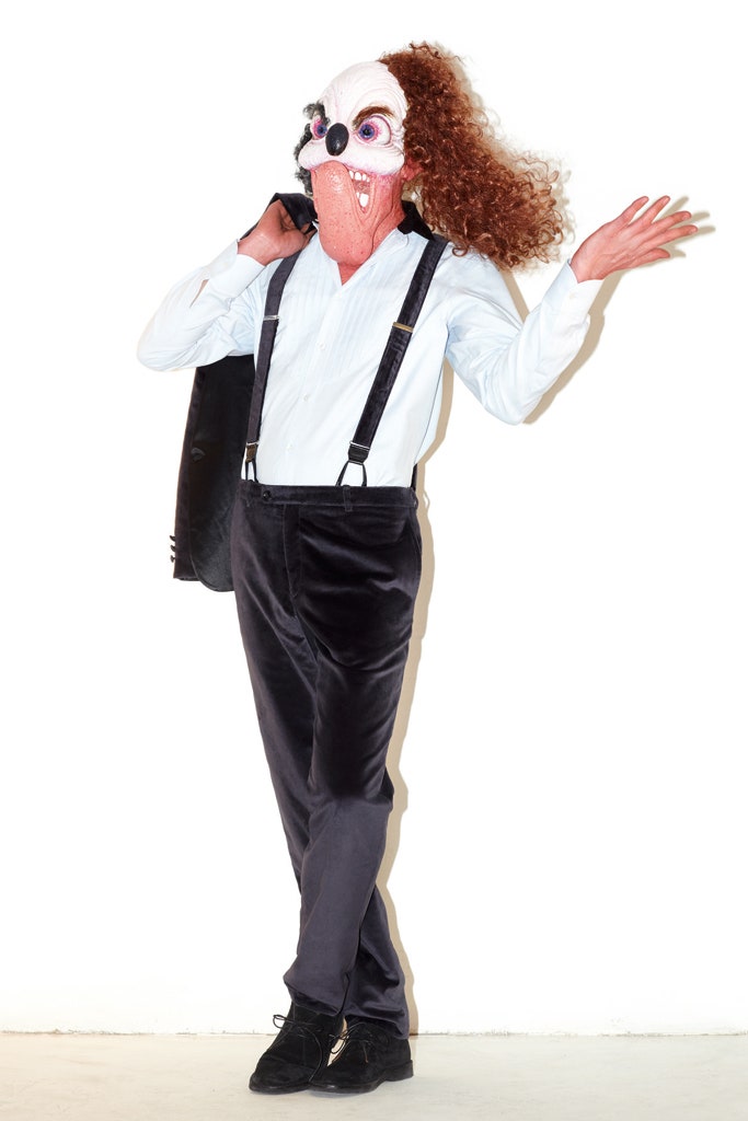 white fitted shirt black velvet pants