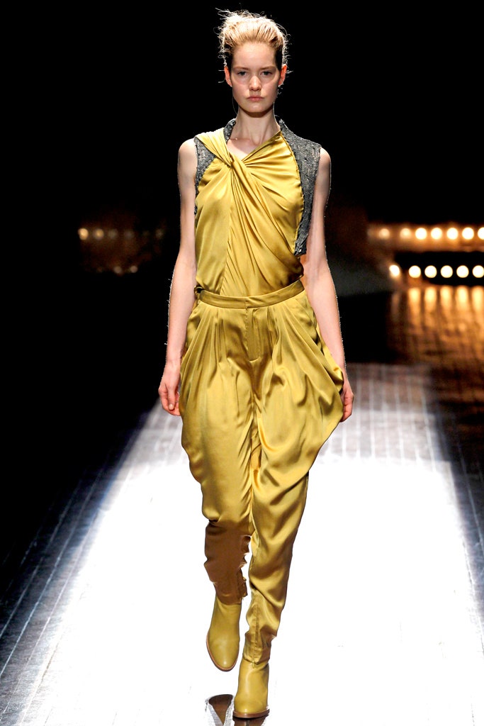 yellow silk sleeveless jumpsuit