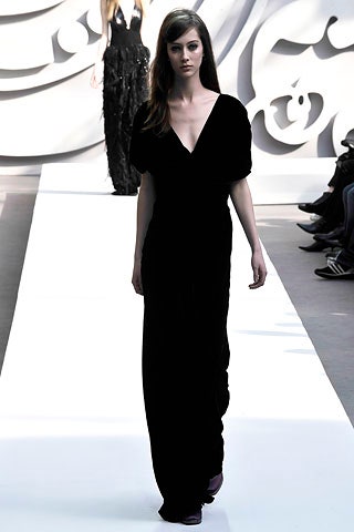 black silk sleeveless gown