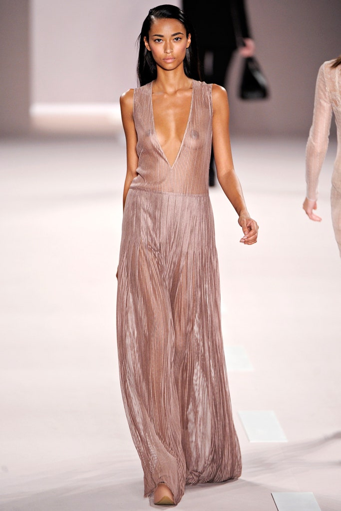 pink silk sleeveless gown