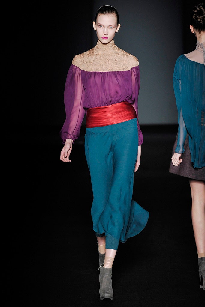 purple silk off-shoulder blouse