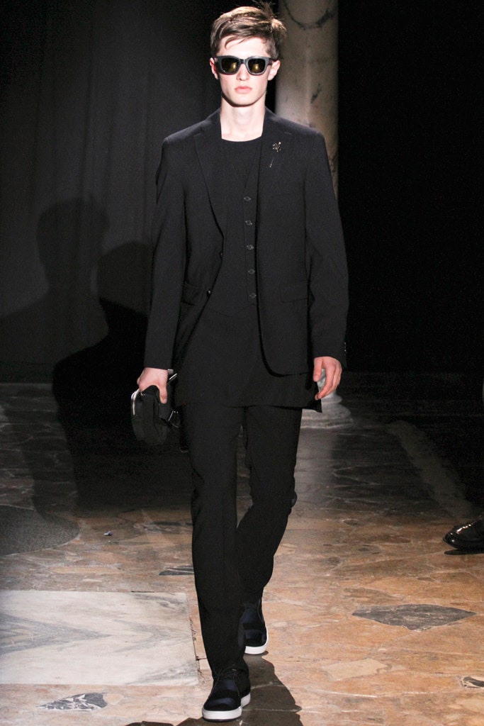 black cotton slim straight-leg pants