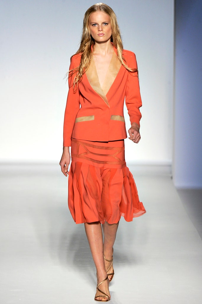 orange silk asymmetric fitted pleated flowing skirt