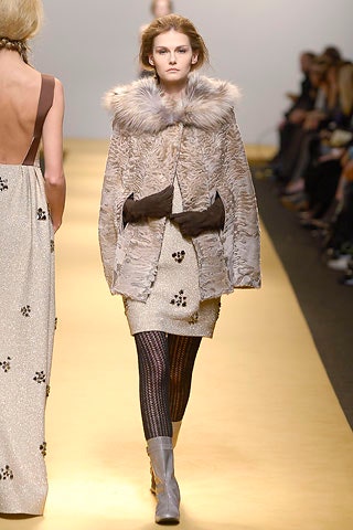 beige fur long-sleeve collared relaxed draped coat