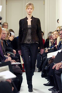 black fitted jacket gray top