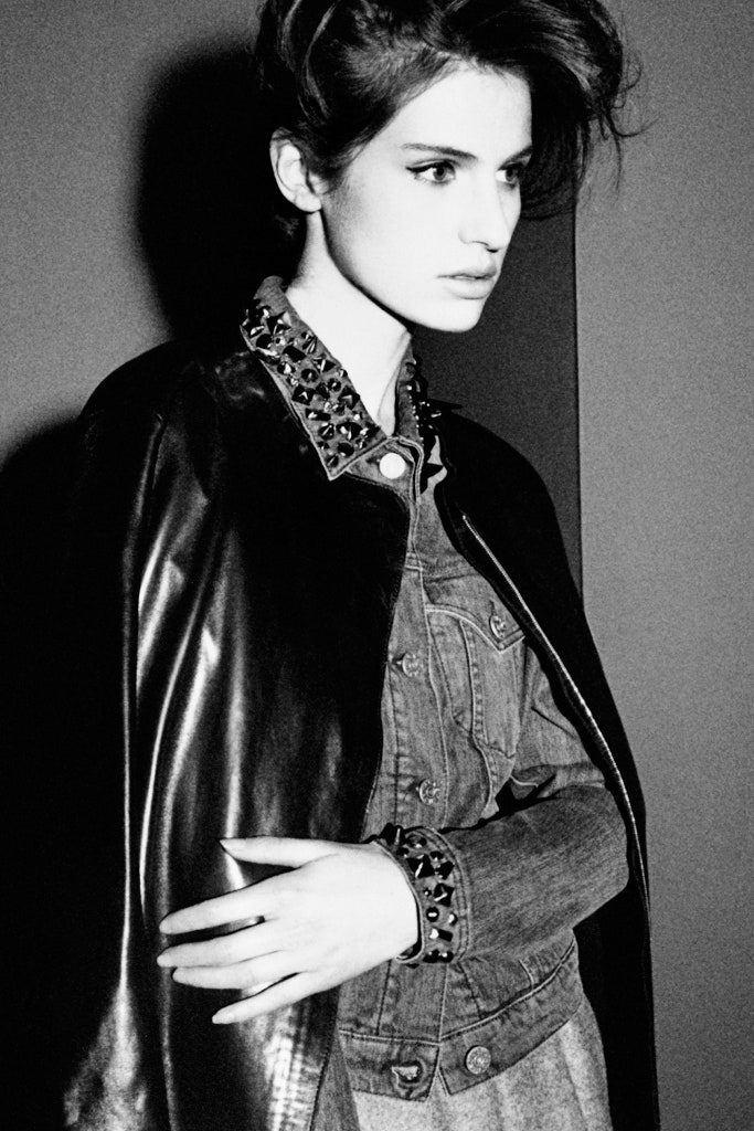 black leather jacket and blue denim blazer