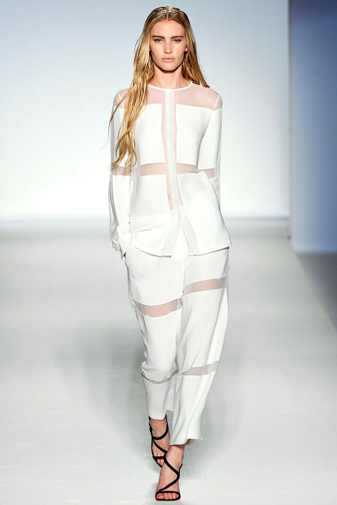 white sheer top and pants