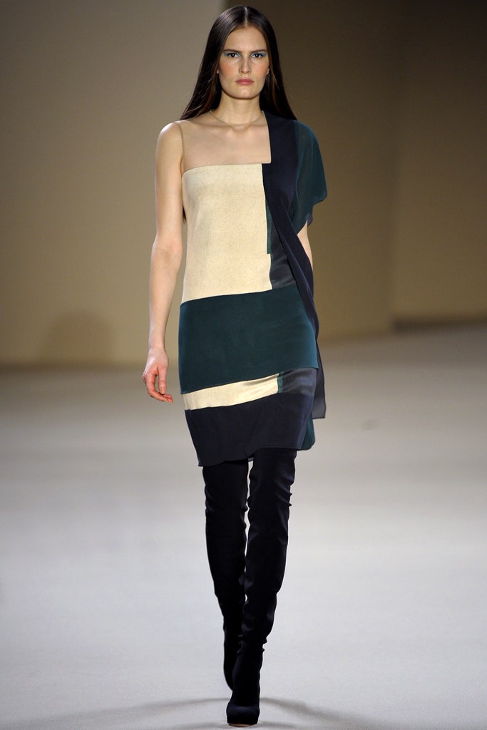 color-blocked mini dress with fitted pants