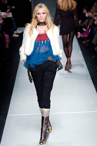 relaxed layered top with fitted pants