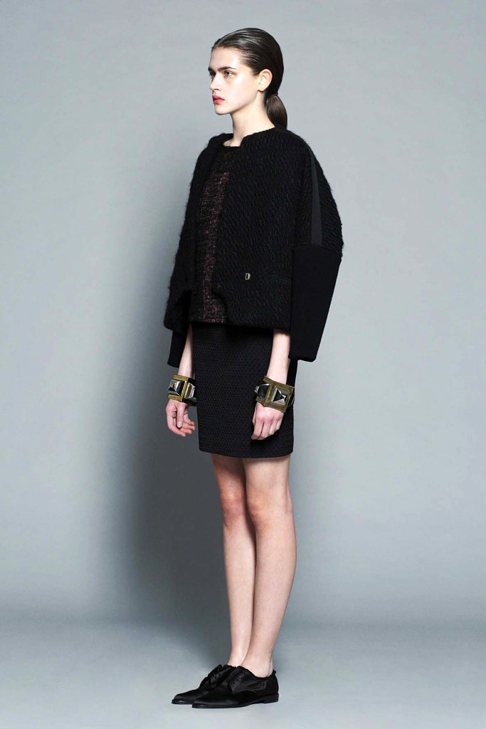 black cotton long-sleeve collared structured layered jacket