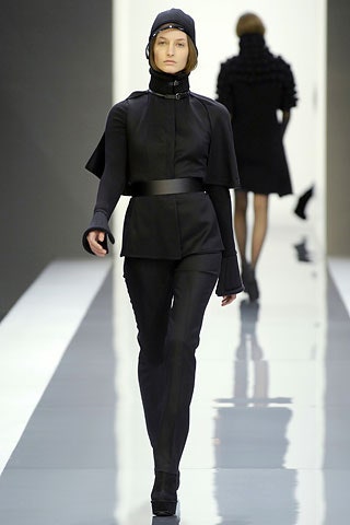 black wool long-sleeve collared fitted structured zippered jacket