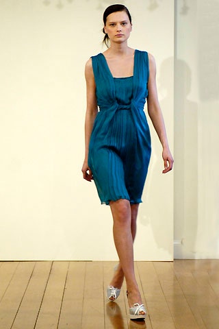blue silk sleeveless dress