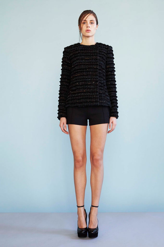 black cotton long-sleeve collared fitted textured top