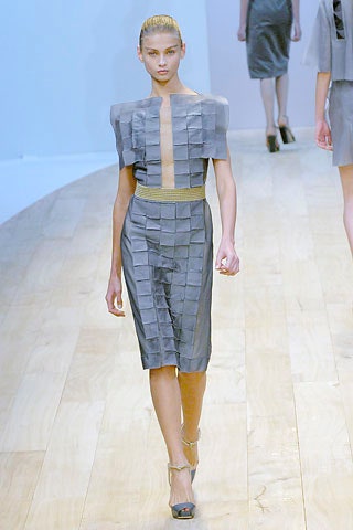 gray silk pleated midi dress