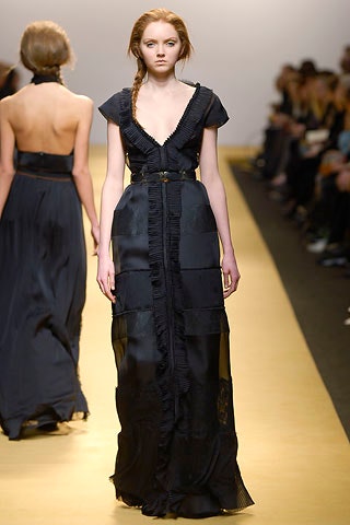 black silk fitted gown
