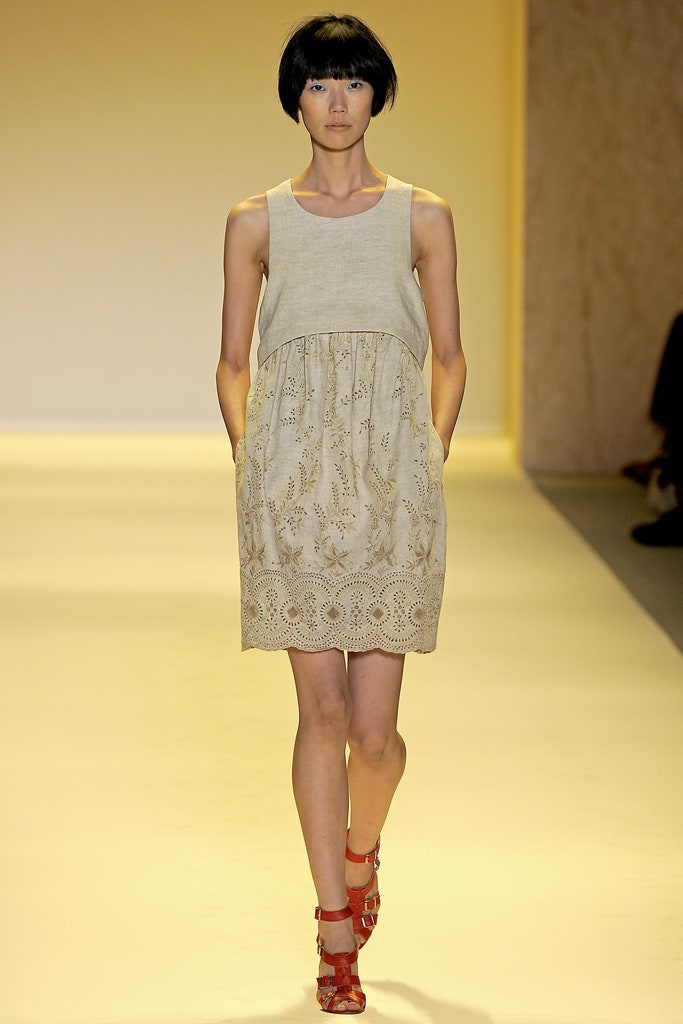 beige cotton sleeveless dress