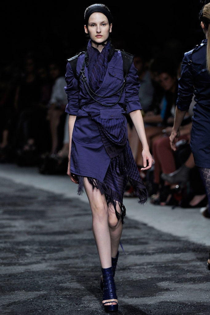 fitted purple asymmetric dress