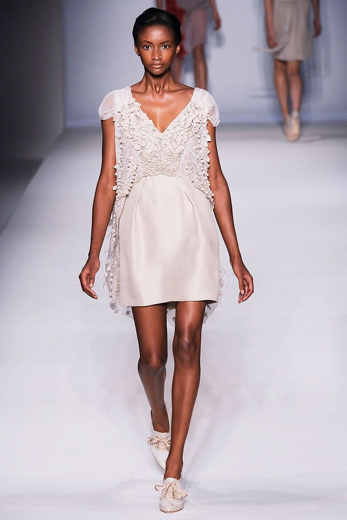 beige silk sleeveless dress