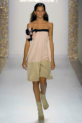 pink beige strapless dress