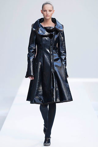 black vinyl fitted coat