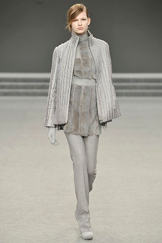 gray fur cape and top