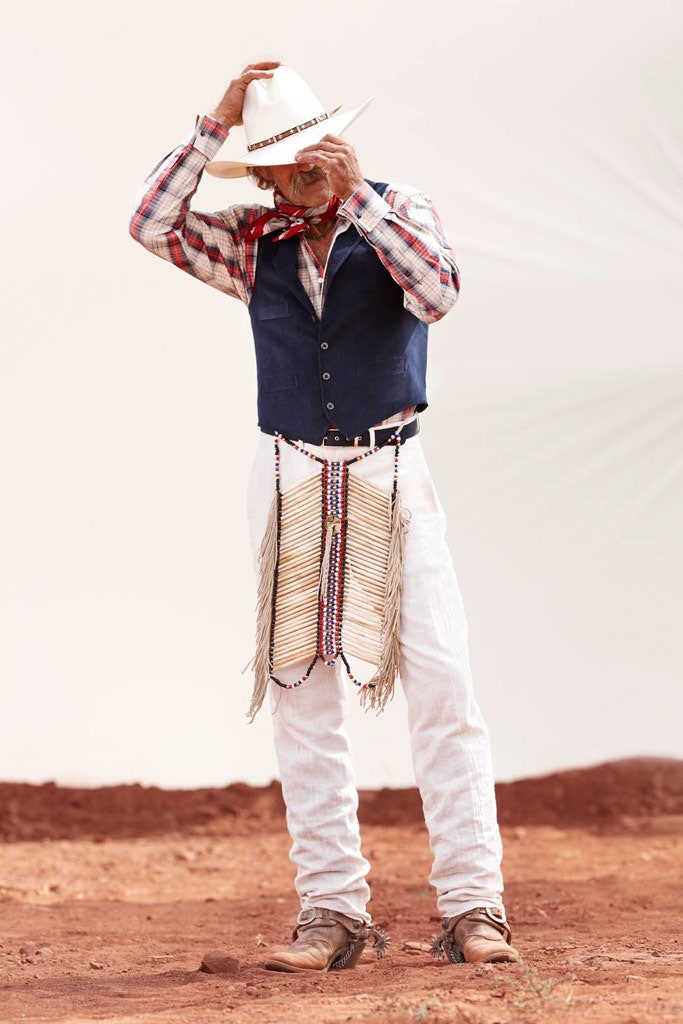 blue cotton vest with checked shirt