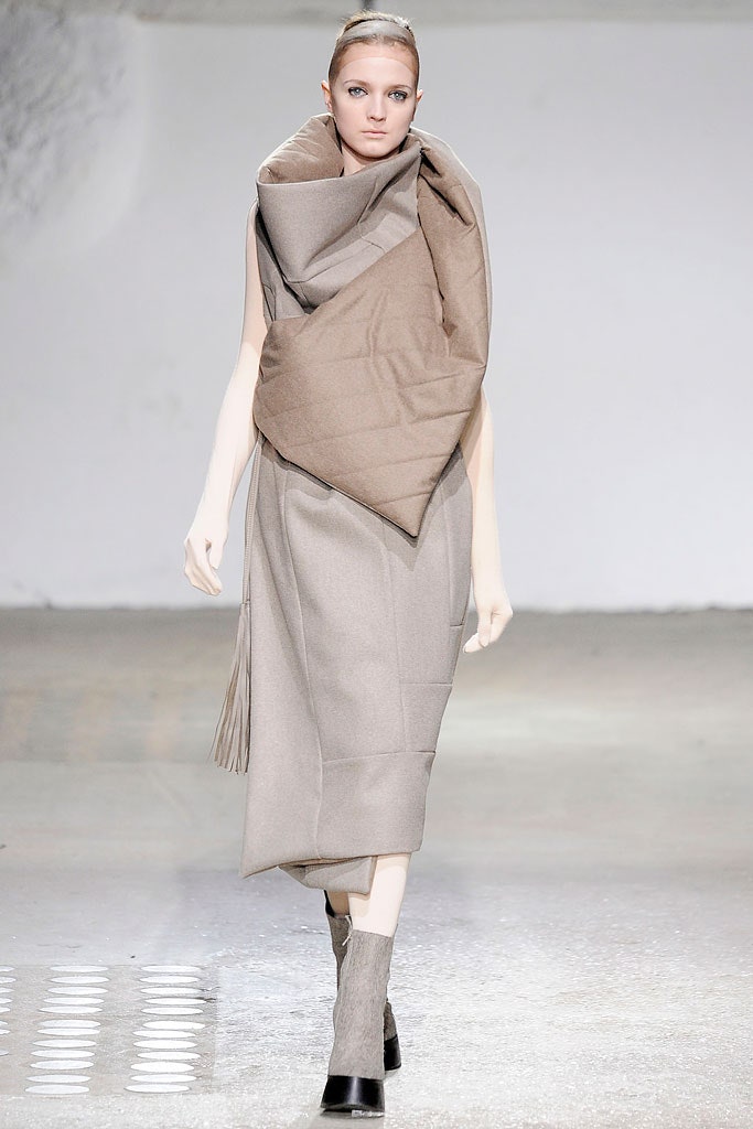 beige wool oversized layered scarf