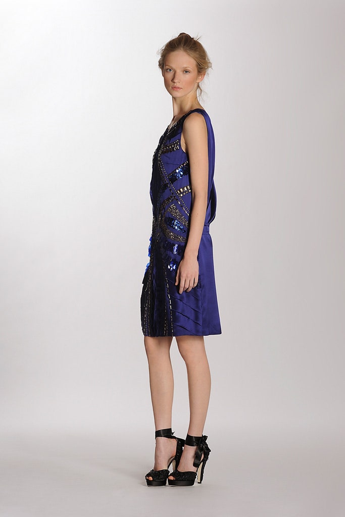 blue silk sleeveless dress