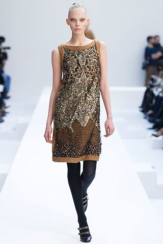 brown and gold beaded dress