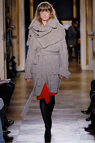 gray wool long-sleeve collared relaxed belted textured coat
