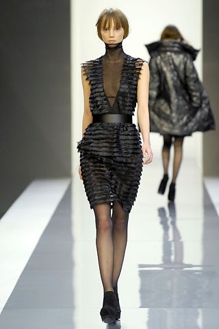 black silk sleeveless high-neck fitted pleated sheer dress