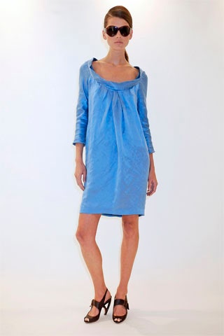 blue silk fitted dress