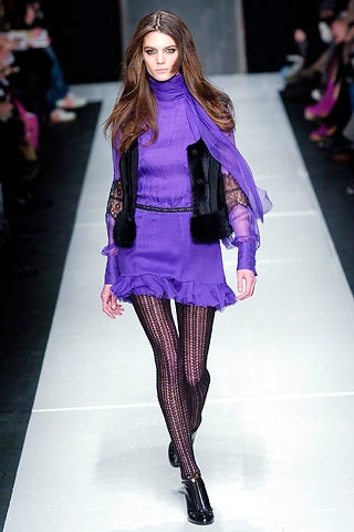 purple mini dress with black vest