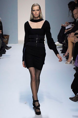 fitted black wool mini dress