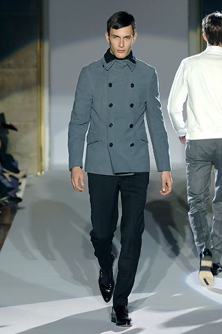 gray cotton long-sleeve collared fitted buttoned jacket