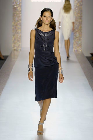 fitted navy silk sleeveless dress