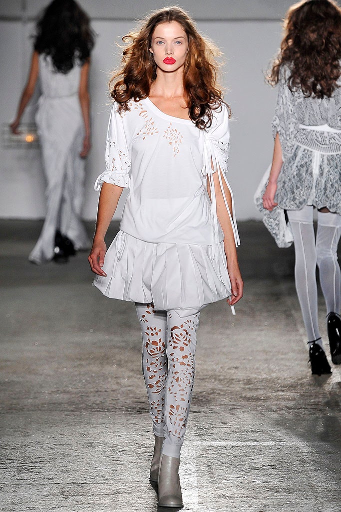 white mini dress with cutout leggings