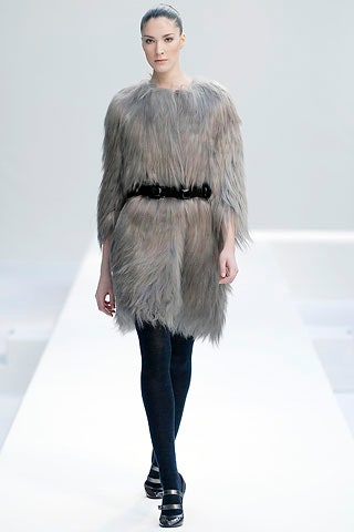 gray fur relaxed dress