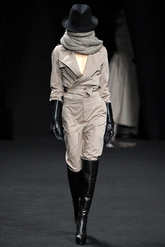 beige fitted jumpsuit with accessories