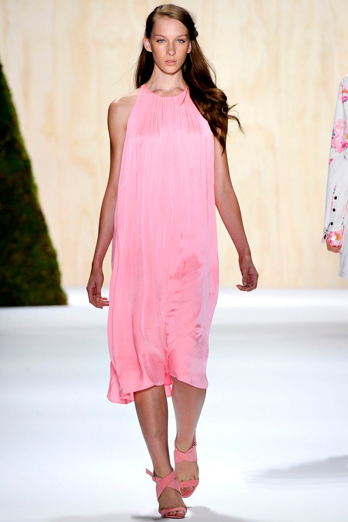 pink silk pleated midi dress