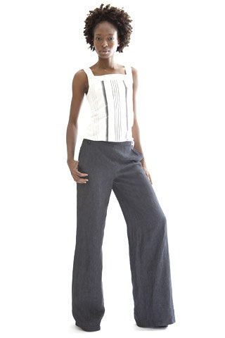 gray linen relaxed wide-leg pants
