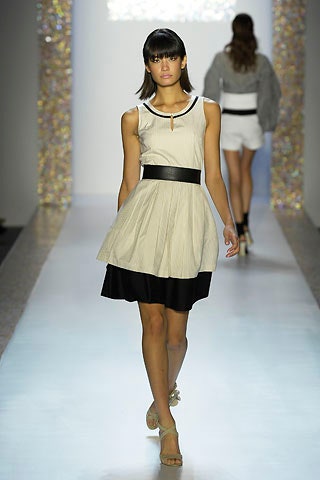 beige and black pleated dress