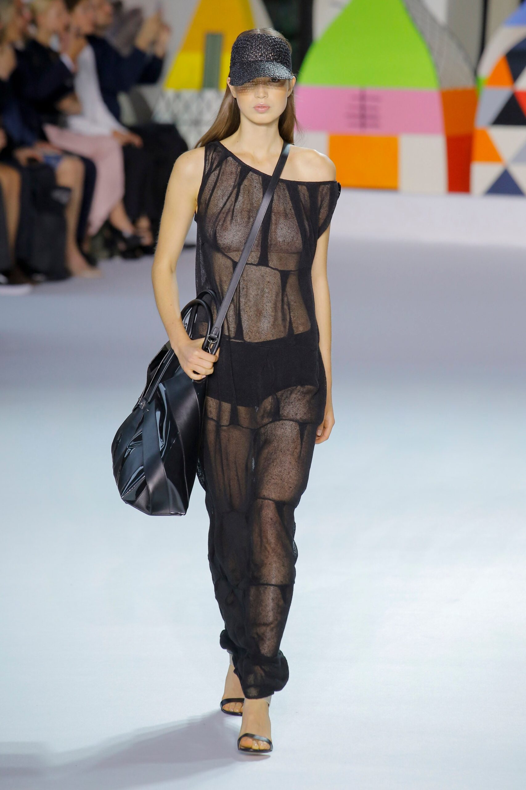 black sheer off-shoulder dress