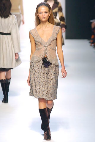 beige embroidered midi dress with boots