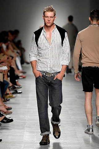 relaxed striped shirt with denim pants
