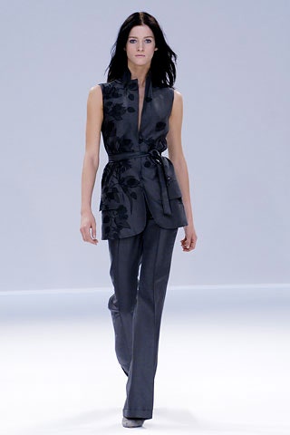 black silk sleeveless v-neck fitted embroidered belted top