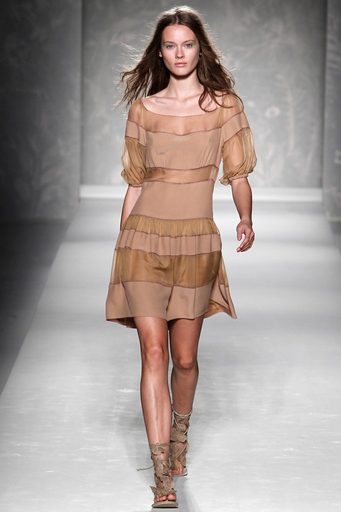 beige sheer tiered mini dress